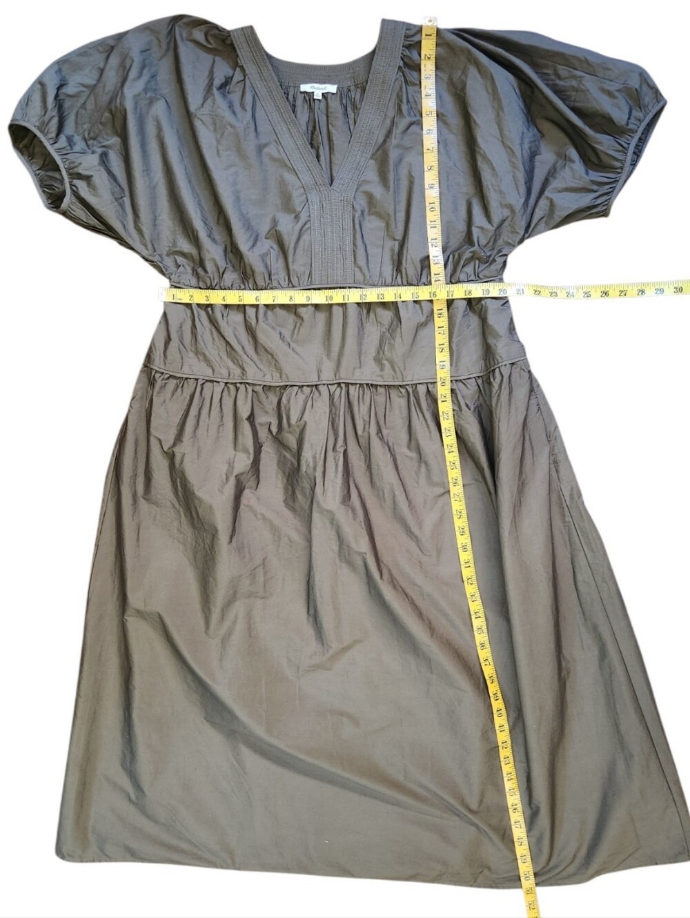 MADEWELL Puff Sleeve Maxi Prarie Dress in Poplin - Size XL - Picture 11 of 16